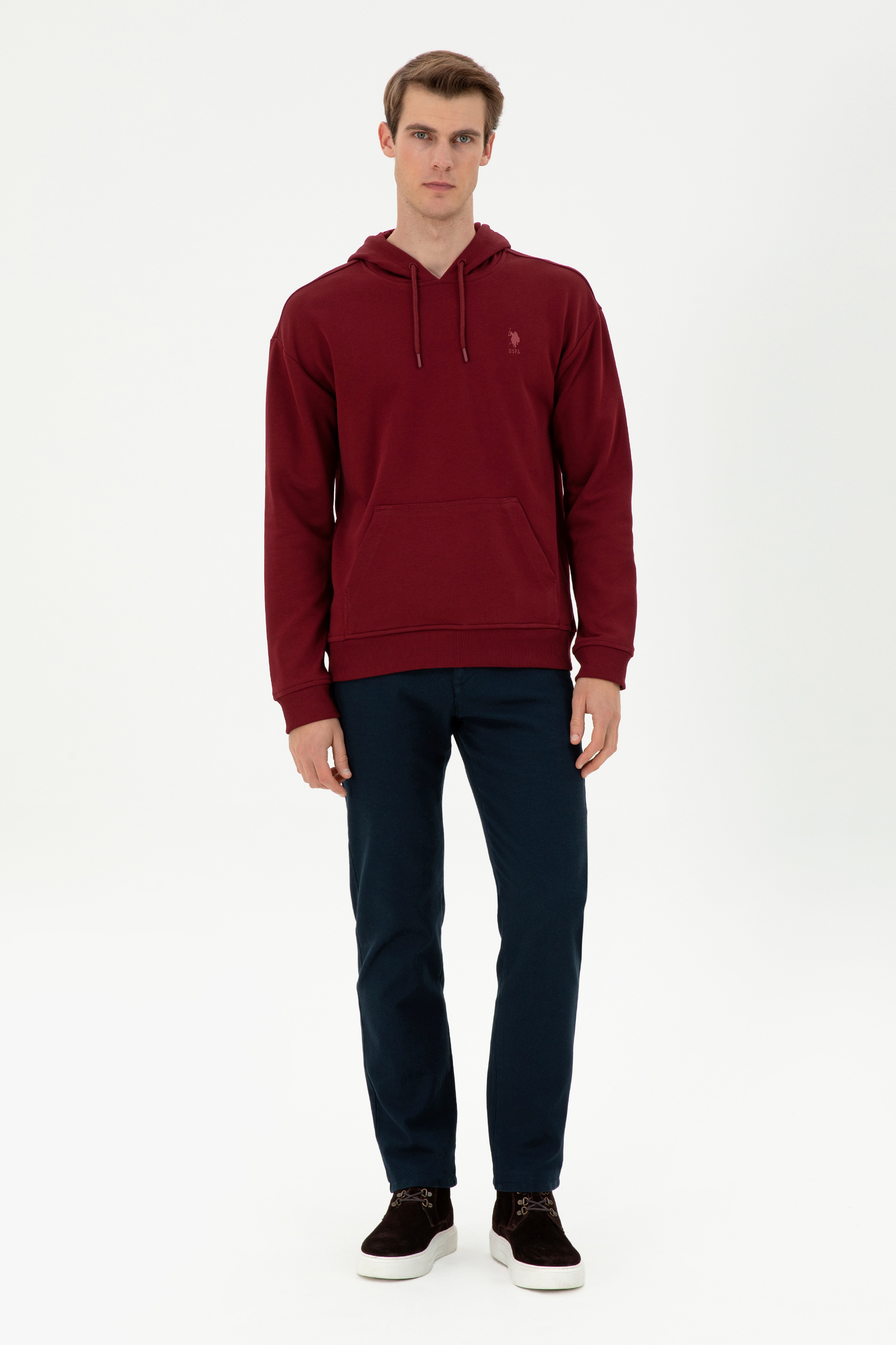 Erkek Bordo Basic Sweatshirt - Image 4