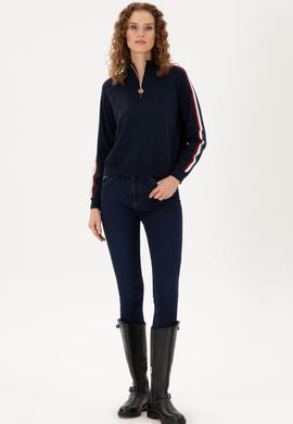 Kadın Lacivert V Yaka Kazak - 50297098006