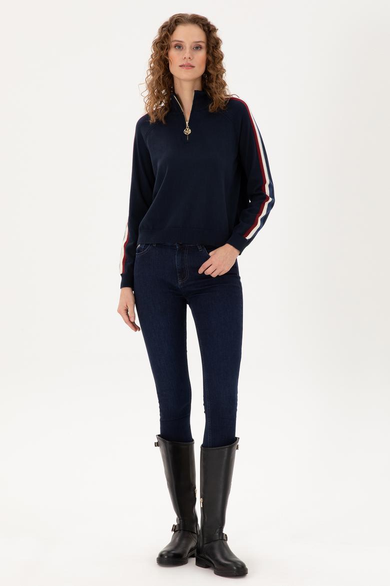 Kadın Lacivert V Yaka Kazak - 50297098006