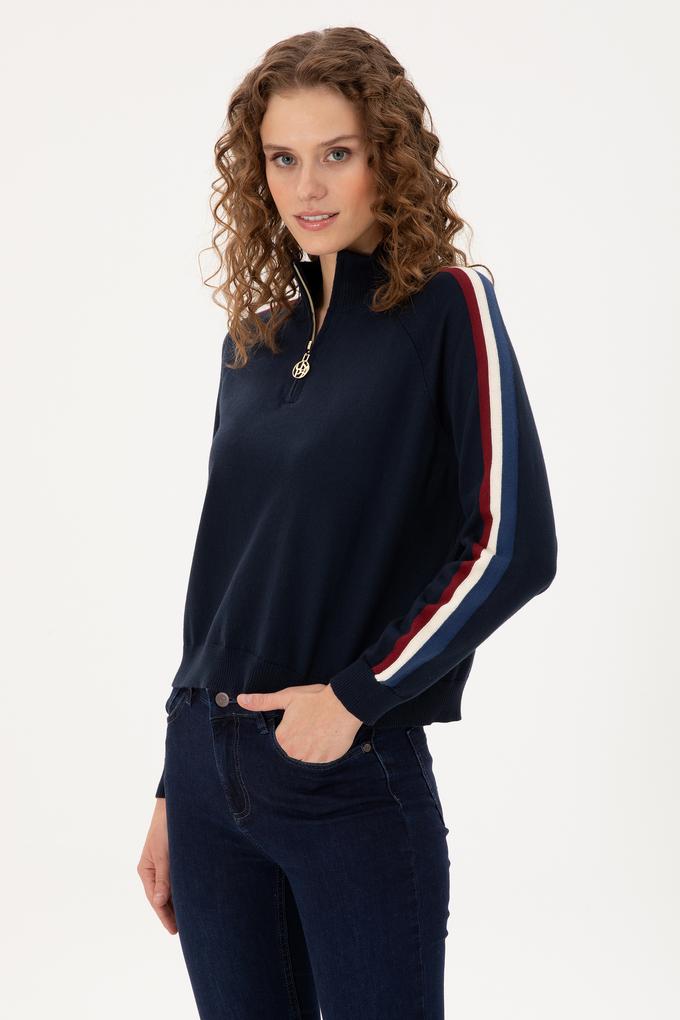 Kadın Lacivert V Yaka Kazak