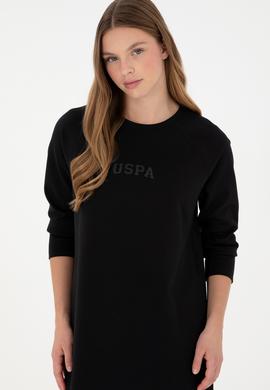 Kadın Siyah Sweatshirt Bisiklet Yaka Mini Boy Örme Elbise - 50297298022