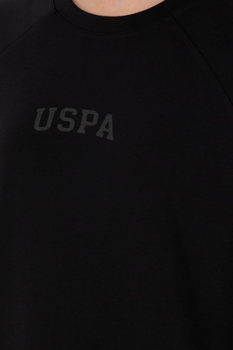 Kadın Siyah Sweatshirt Bisiklet Yaka Mini Boy Örme Elbise - 50297298022