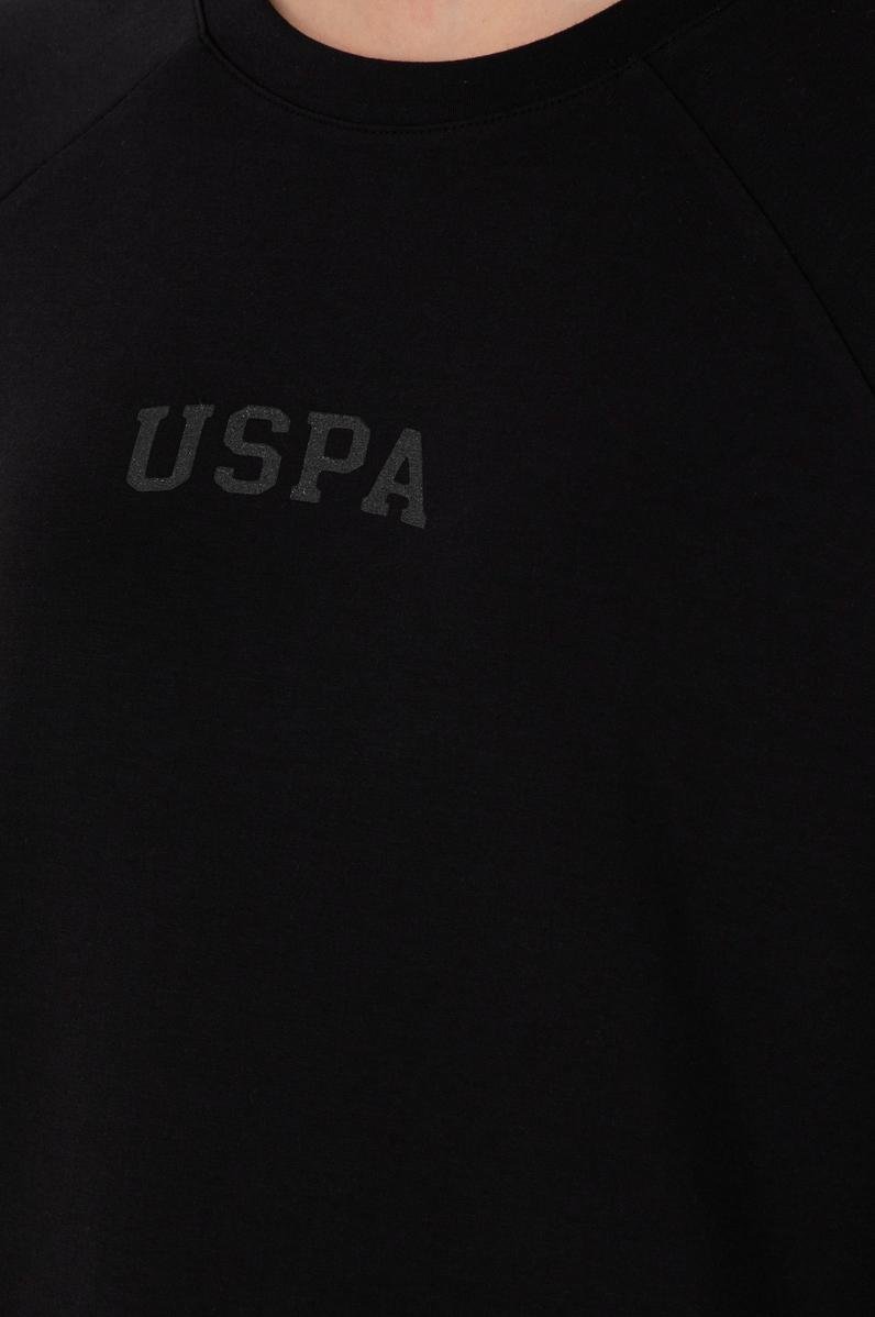 Kadın Siyah Sweatshirt Bisiklet Yaka Mini Boy Örme Elbise