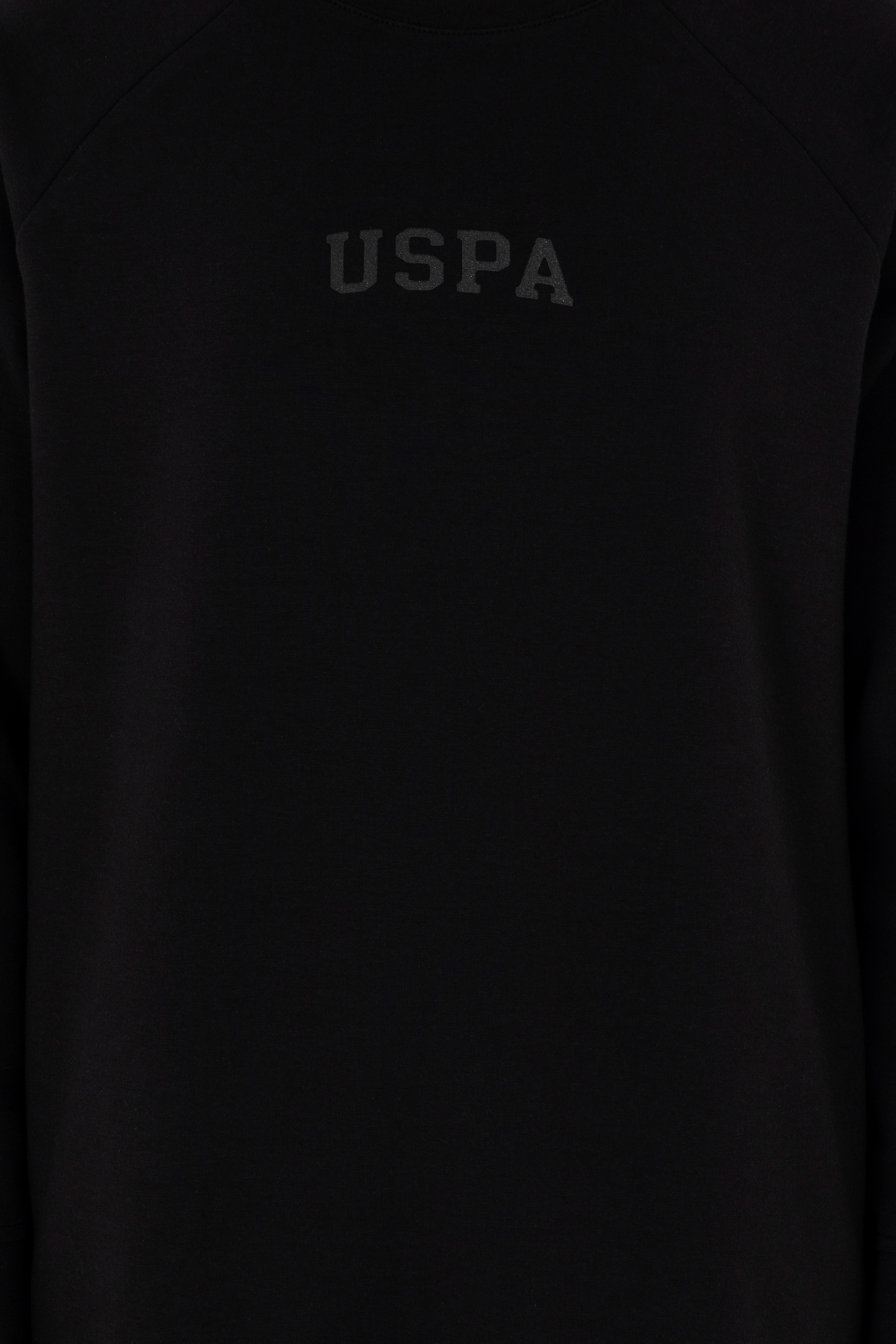 Kadın Siyah Sweatshirt Bisiklet Yaka Mini Boy Örme Elbise - Image 5