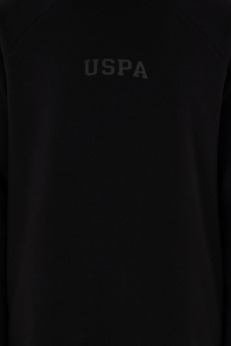 Kadın Siyah Sweatshirt Bisiklet Yaka Mini Boy Örme Elbise - 50297298022