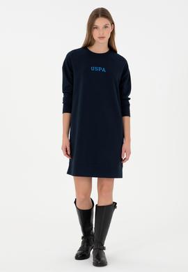 Kadın Lacivert Sweatshirt Bisiklet Yaka Mini Boy Örme Elbise - 50297298014