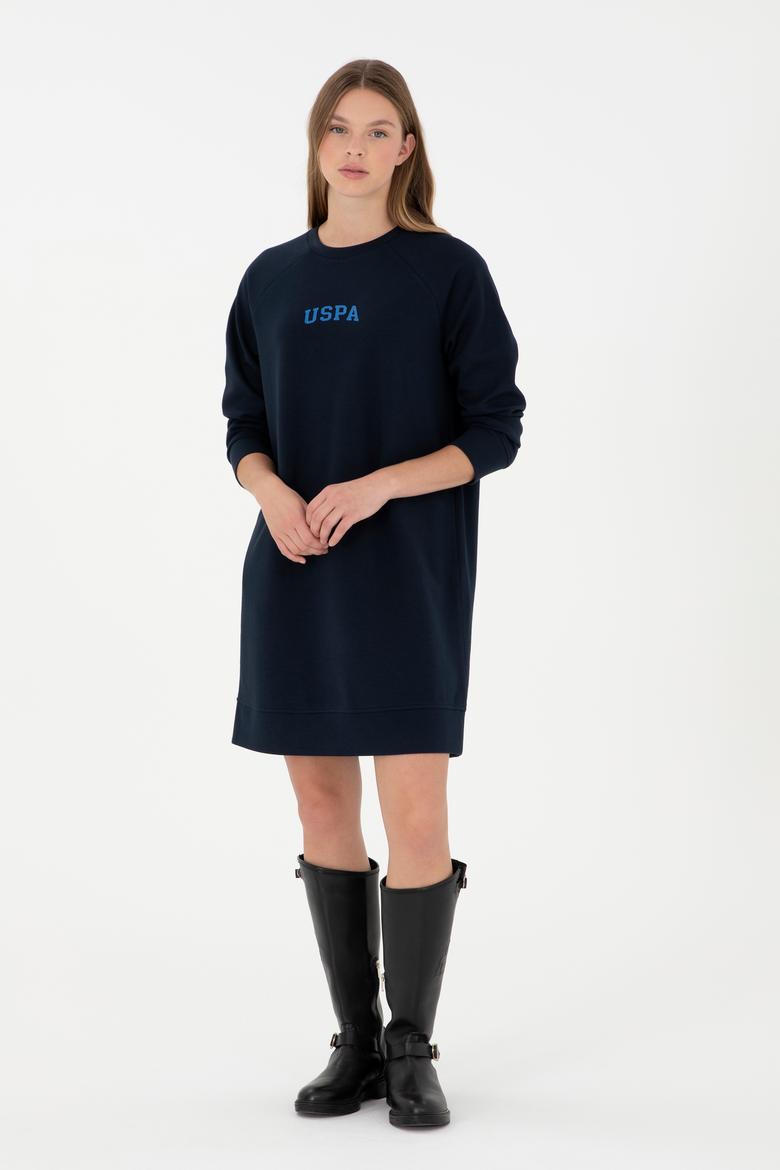 Kadın Lacivert Sweatshirt Bisiklet Yaka Mini Boy Örme Elbise - 50297298014