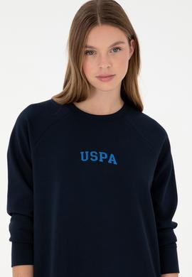 Kadın Lacivert Sweatshirt Bisiklet Yaka Mini Boy Örme Elbise - 50297298014