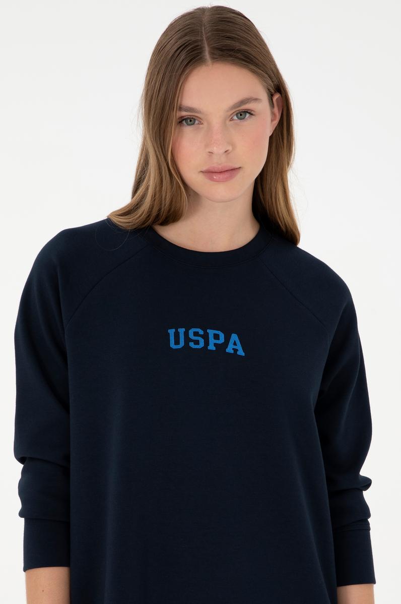 Kadın Lacivert Sweatshirt Bisiklet Yaka Mini Boy Örme Elbise