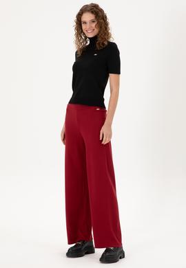 Kadın Vişne Loose Fit Triko Pantolon - 50297151018