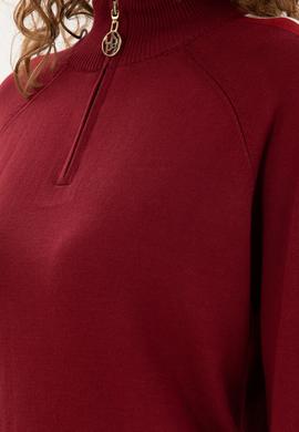 Kadın Bordo V Yaka Kazak - 50297098014