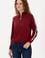 Kadın Bordo V Yaka Kazak