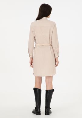 Kadın Kum Çizgili Mini Boy Dokuma Elbise - 50297375018