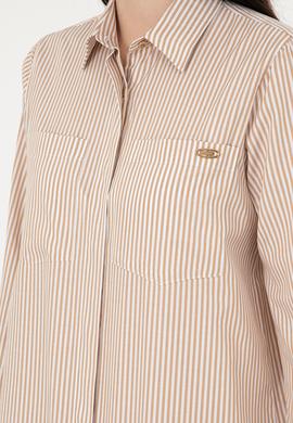 Kadın Kum Çizgili Mini Boy Dokuma Elbise - 50297375018