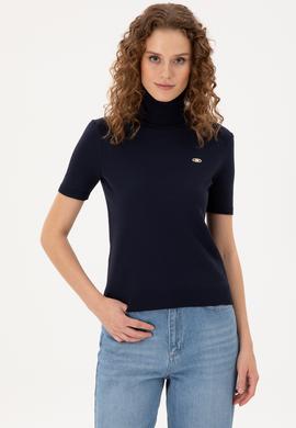 Kadın Lacivert Boğazlı Kazak - 50298029019