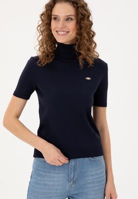 Kadın Lacivert Boğazlı Kazak - 50298029019