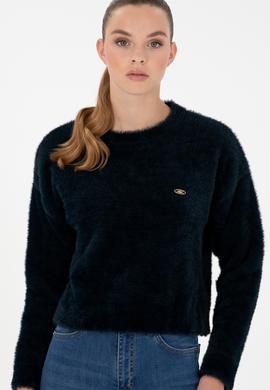 Kadın Lacivert Bisiklet Yaka Yumuşak Dokulu Kazak - 50297898014