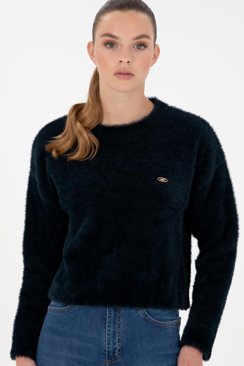 Kadın Lacivert Bisiklet Yaka Yumuşak Dokulu Kazak - 50297898014