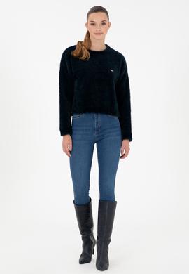 Kadın Lacivert Bisiklet Yaka Yumuşak Dokulu Kazak - 50297898014