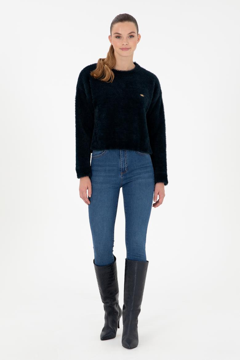 Kadın Lacivert Bisiklet Yaka Yumuşak Dokulu Kazak - 50297898014