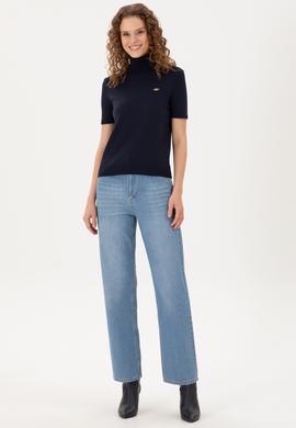 Kadın Lacivert Boğazlı Kazak - 50298029019