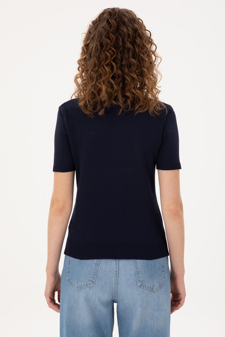 Kadın Lacivert Boğazlı Kazak - 50298029019