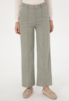 Kadın Haki Straight Fit Kanvas Pantolon - 50298546005