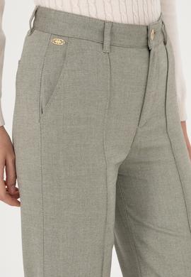 Kadın Haki Straight Fit Kanvas Pantolon - 50298546005