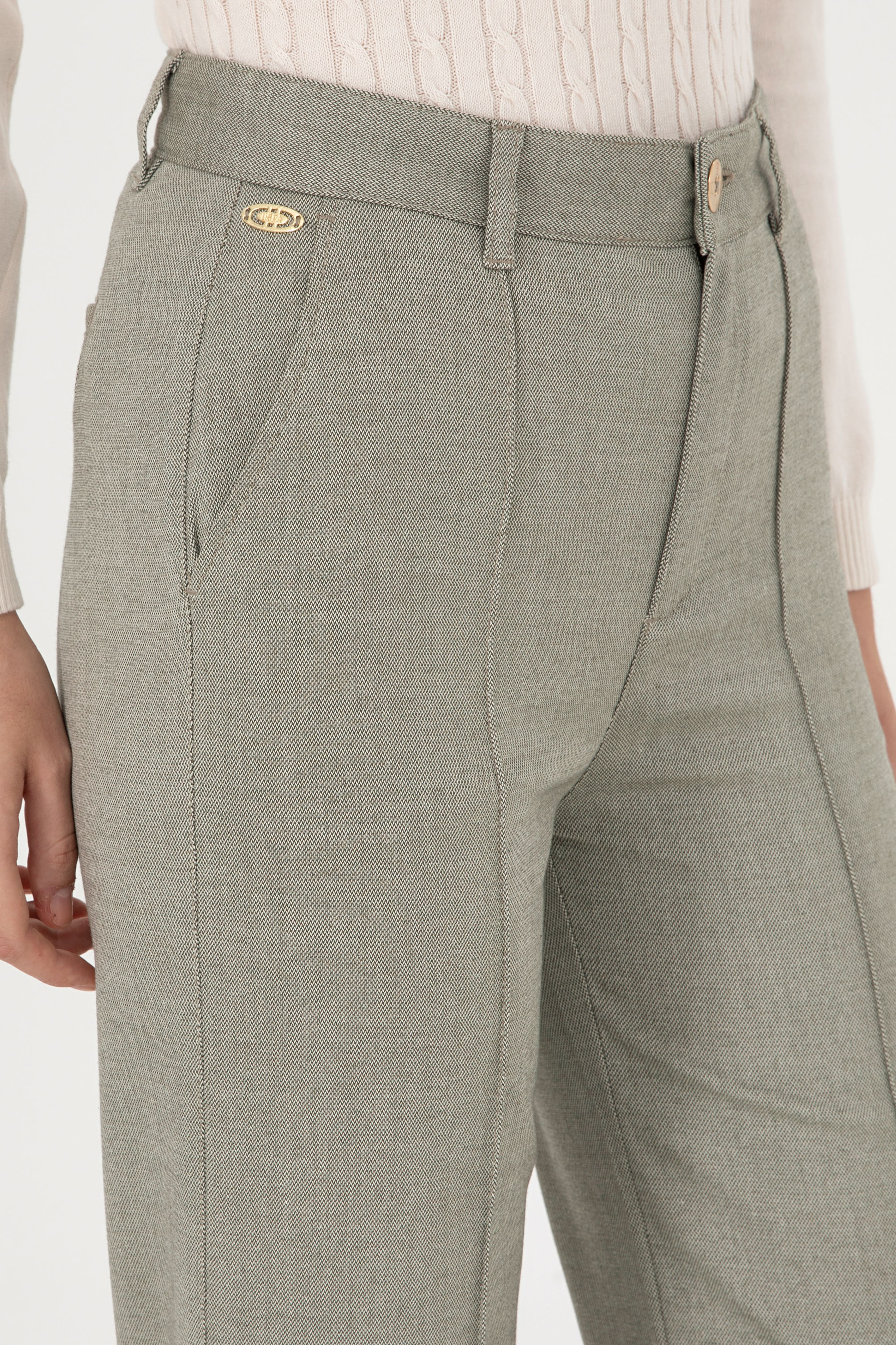 Kadın Haki Straight Fit Kanvas Pantolon