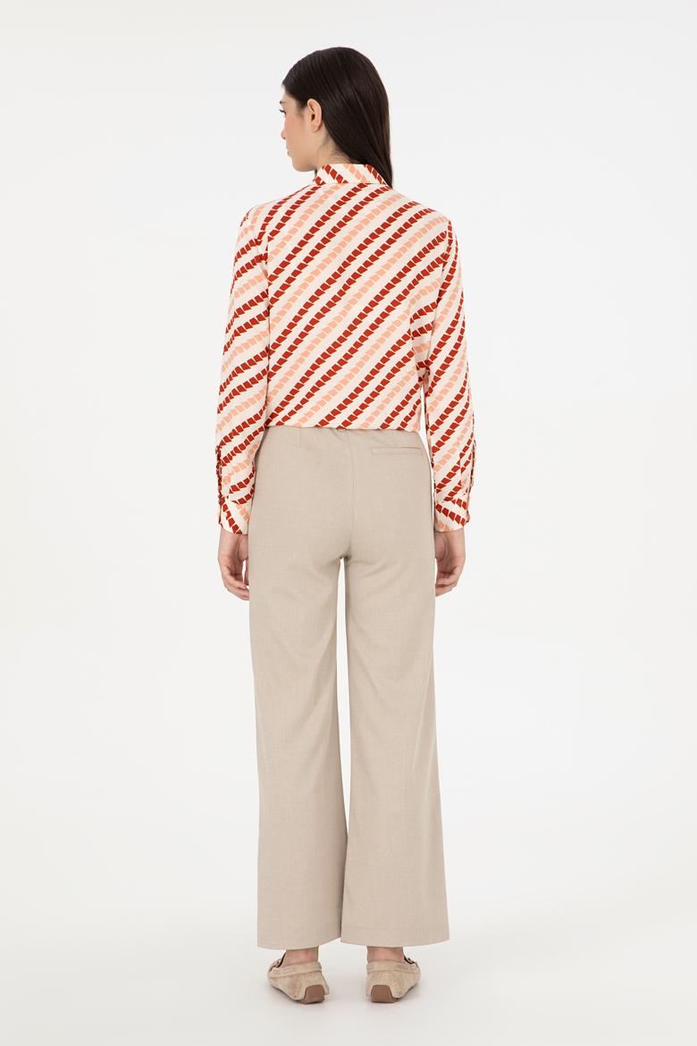 Kadın Kum Straight Fit Kanvas Pantolon - 50298546021