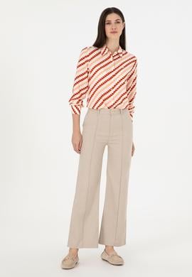 Kadın Kum Straight Fit Kanvas Pantolon - 50298546021