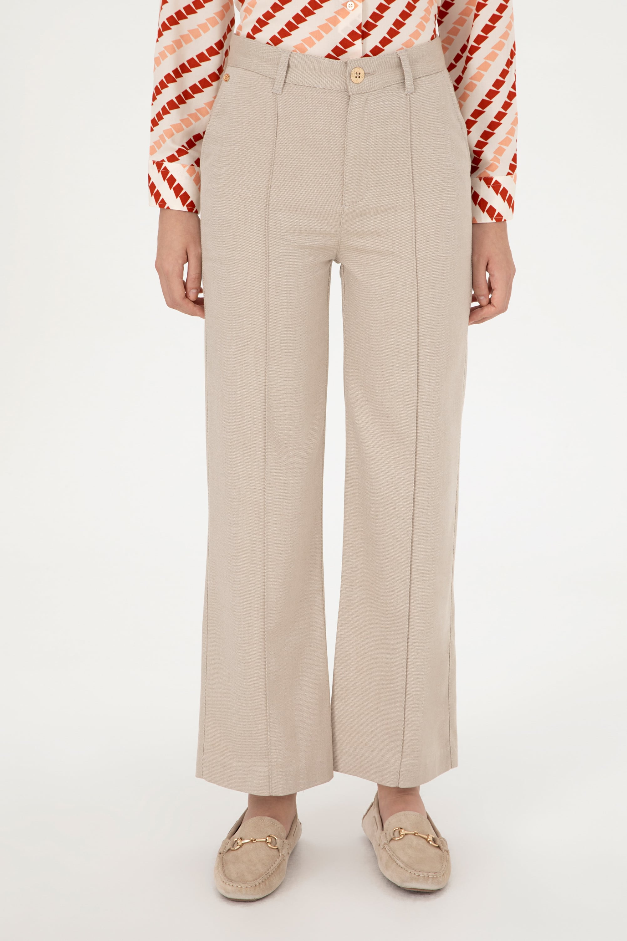 Kadın Kum Straight Fit Kanvas Pantolon - Image 2