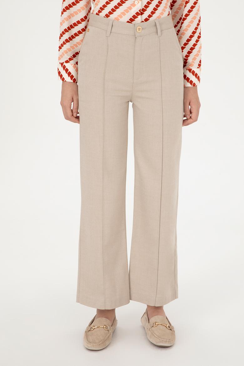 Kadın Kum Straight Fit Kanvas Pantolon - 50298546021