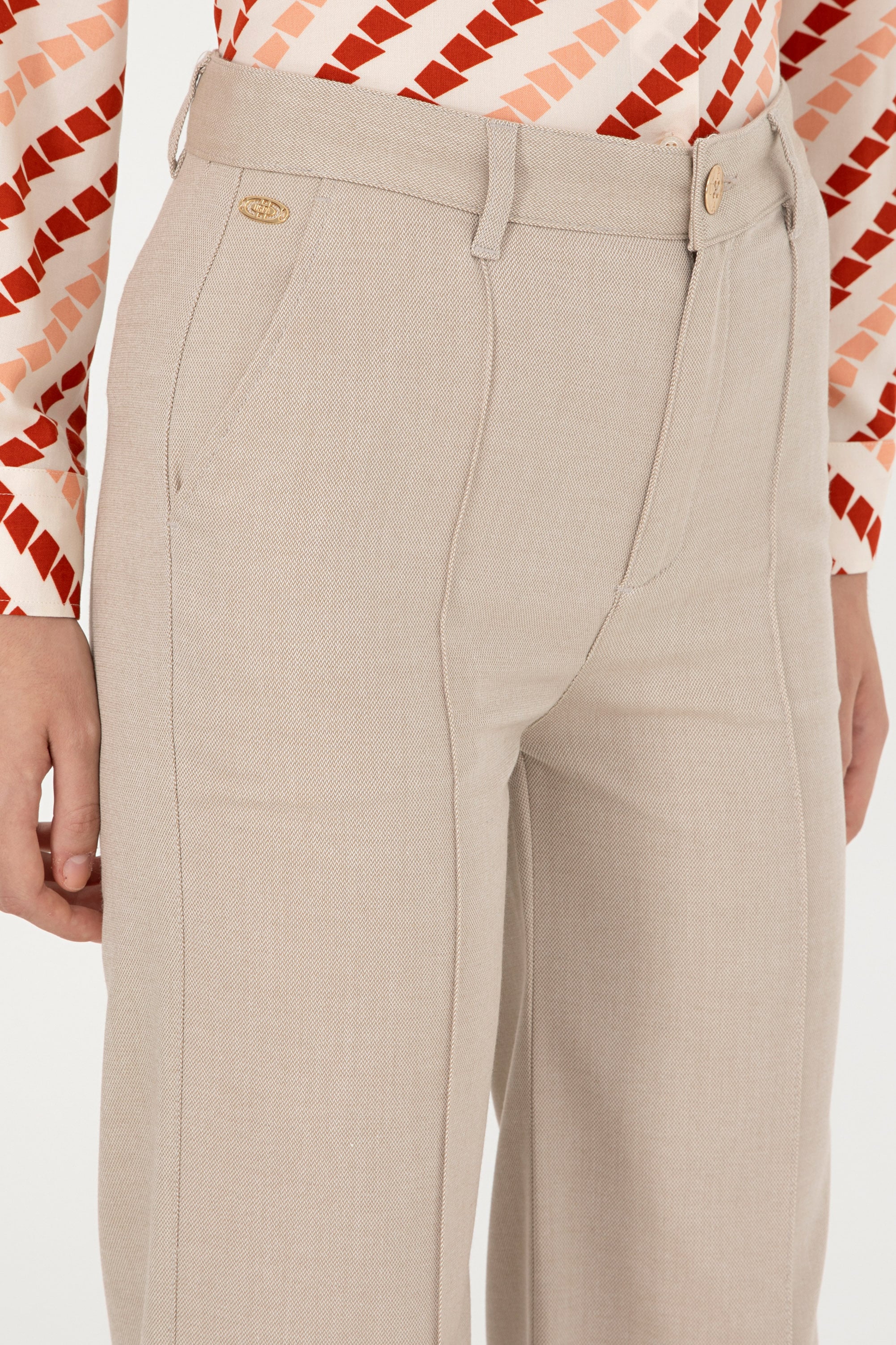 Kadın Kum Straight Fit Kanvas Pantolon - Image 6