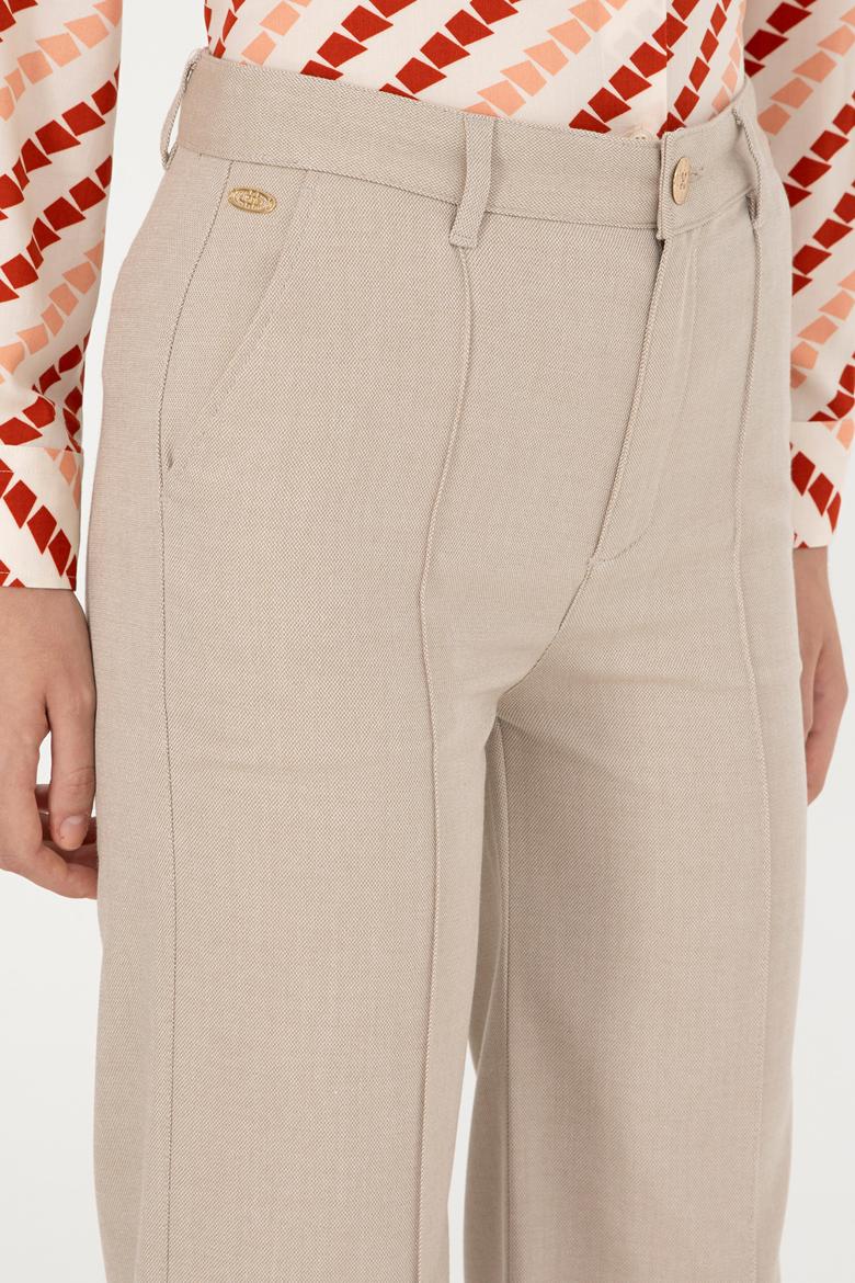 Kadın Kum Straight Fit Kanvas Pantolon - 50298546021