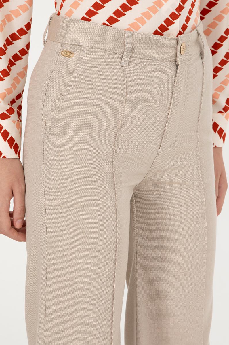 Kadın Kum Straight Fit Kanvas Pantolon