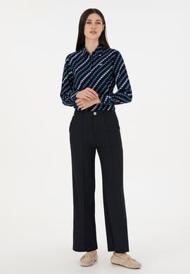 Kadın Lacivert Straight Fit Kanvas Pantolon - 50298546014