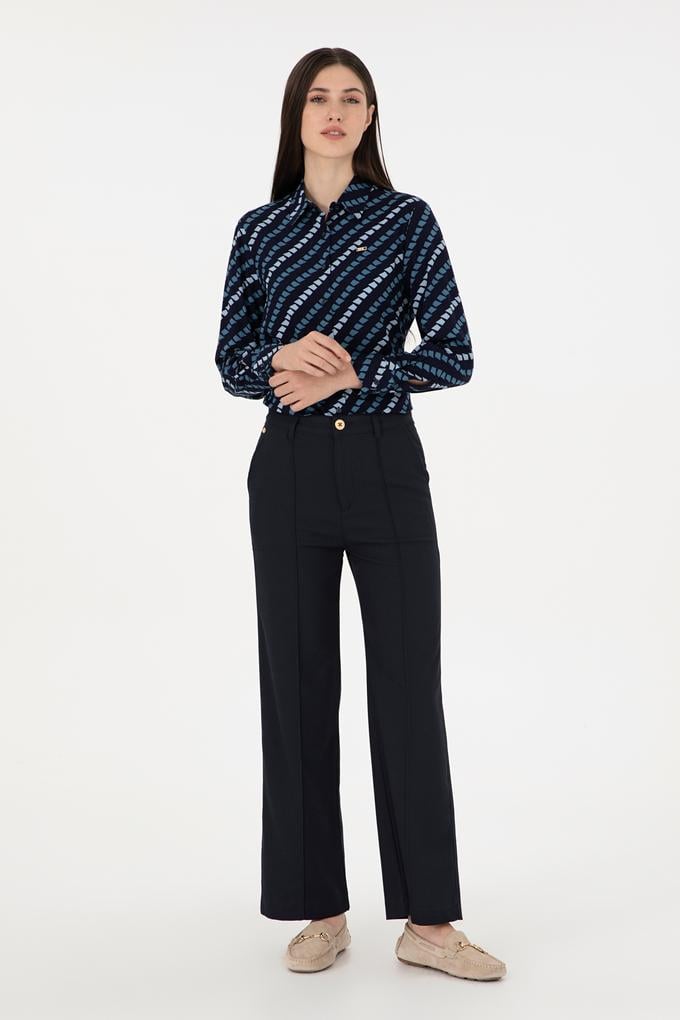 Kadın Lacivert Straight Fit Kanvas Pantolon