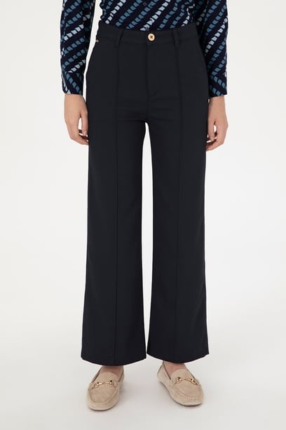 Kadın Lacivert Straight Fit Kanvas Pantolon