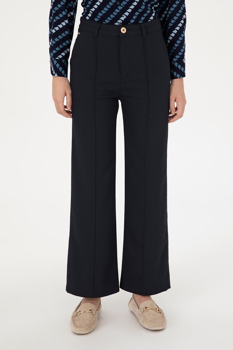 Kadın Lacivert Straight Fit Kanvas Pantolon