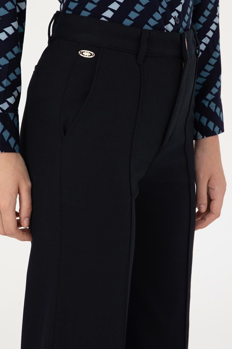 Kadın Lacivert Straight Fit Kanvas Pantolon