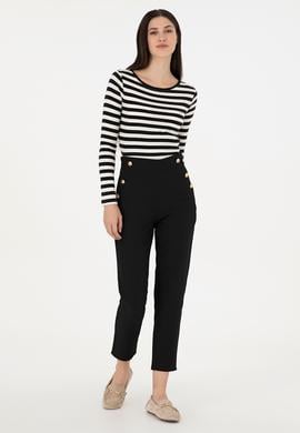 Kadın Siyah Carrot Fit Kanvas Pantolon - 50298563011