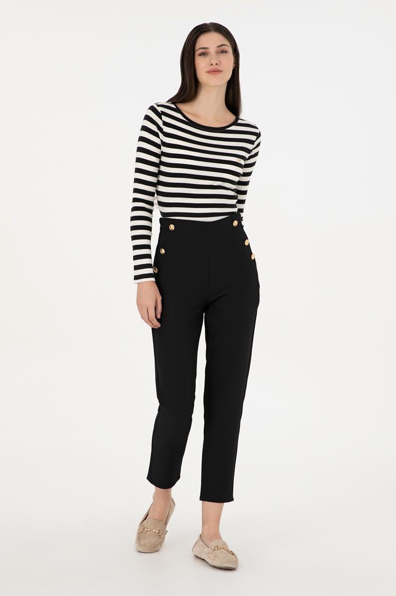 Kadın Siyah Carrot Fit Kanvas Pantolon