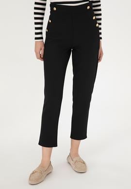 Kadın Siyah Carrot Fit Kanvas Pantolon - 50298563011