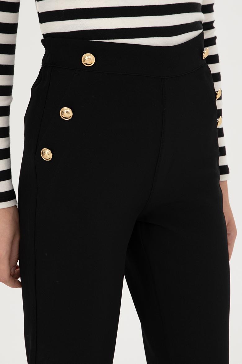 Kadın Siyah Carrot Fit Kanvas Pantolon - 50298563011