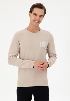 Erkek Regular Fit Bisiklet Yaka Taş Sweatshirt - 50290252063
