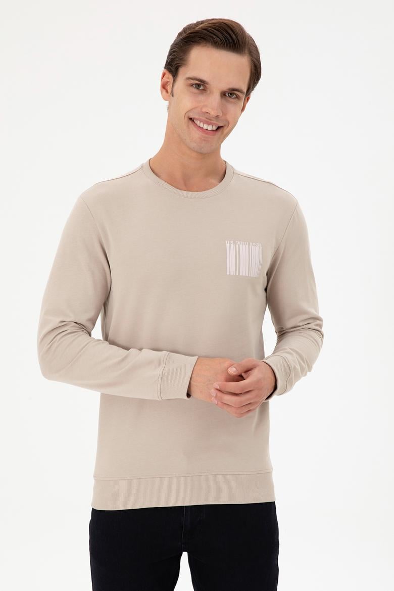 Erkek Regular Fit Bisiklet Yaka Taş Sweatshirt