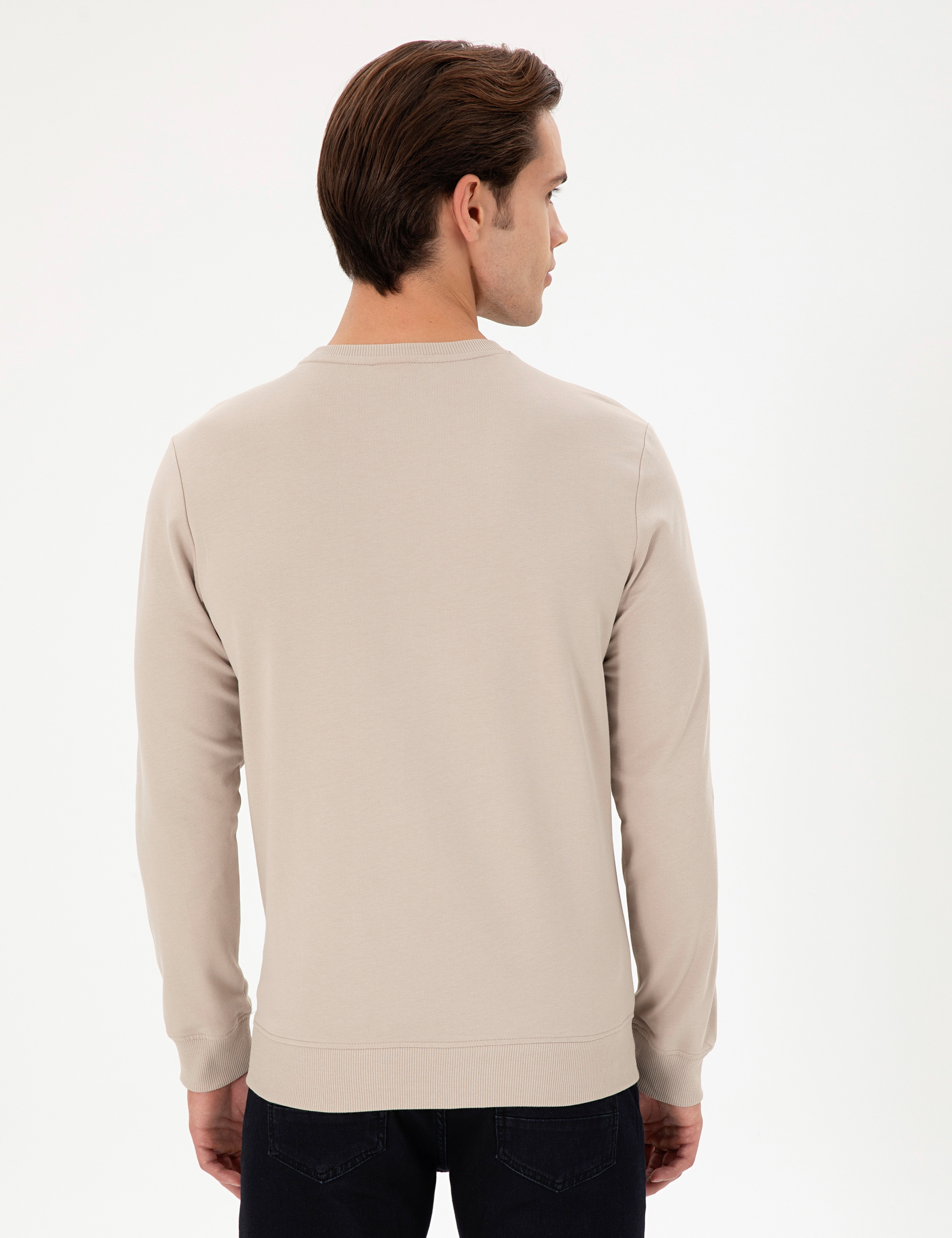 Erkek Regular Fit Bisiklet Yaka Taş Sweatshirt - Image 5