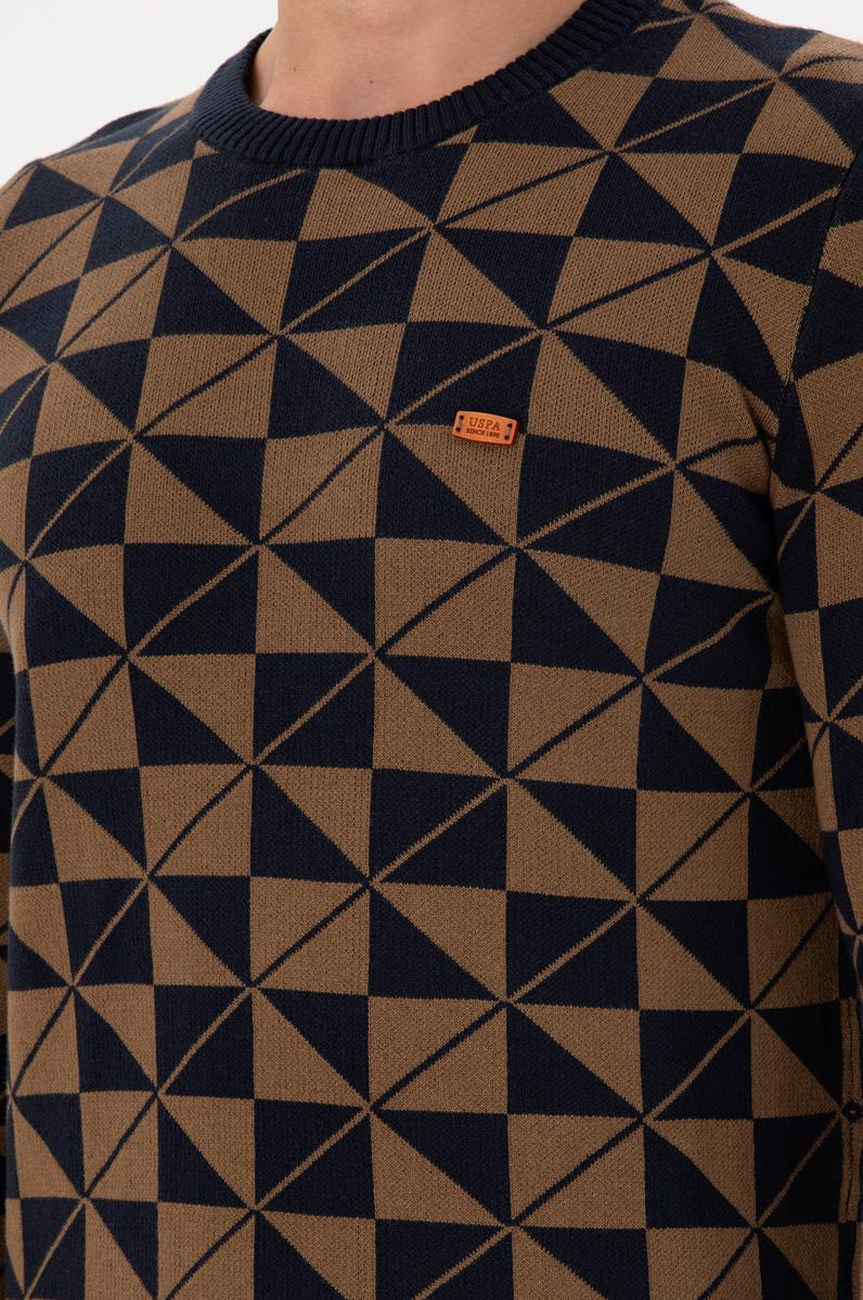 Erkek Regular Fit Bisiklet Yaka Haki Kazak