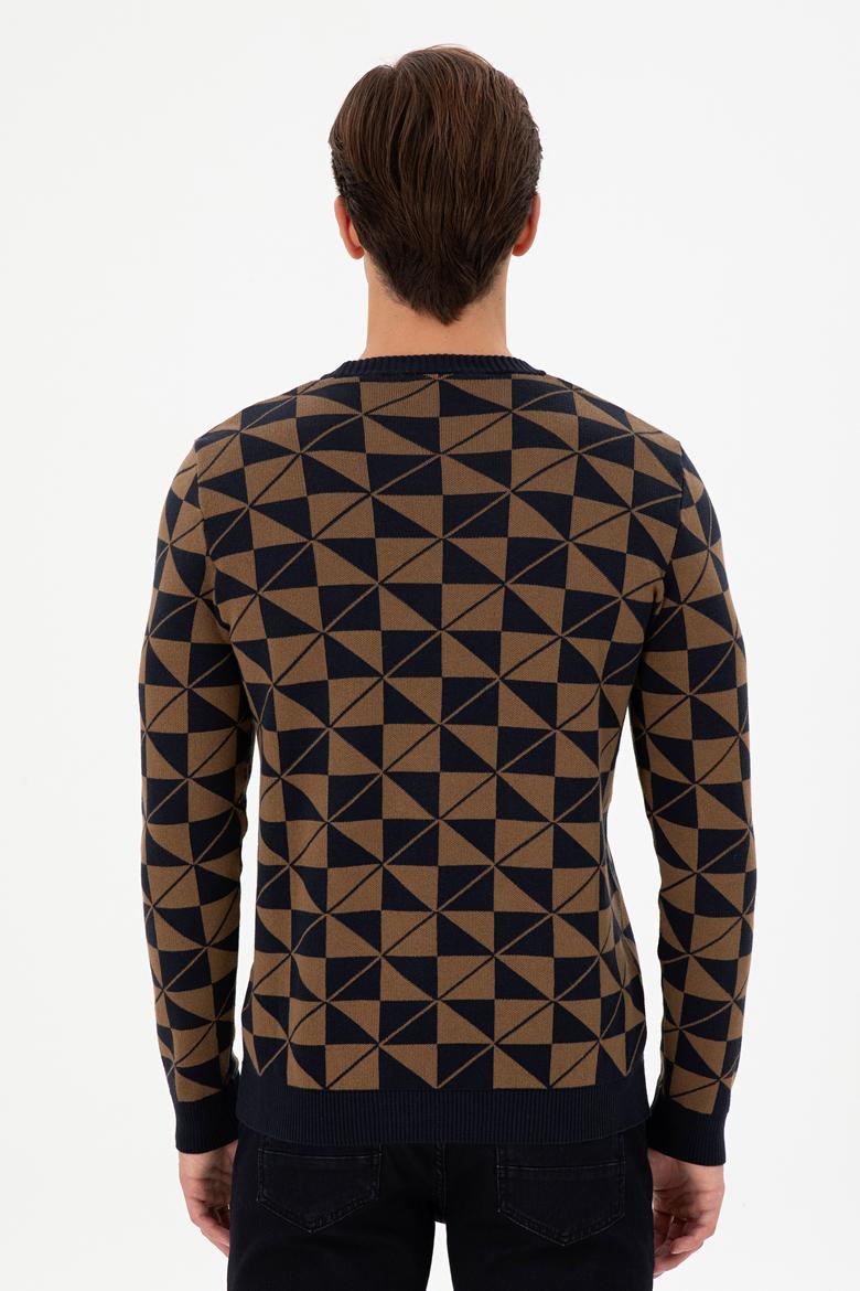 Erkek Regular Fit Bisiklet Yaka Haki Kazak - 50293024001